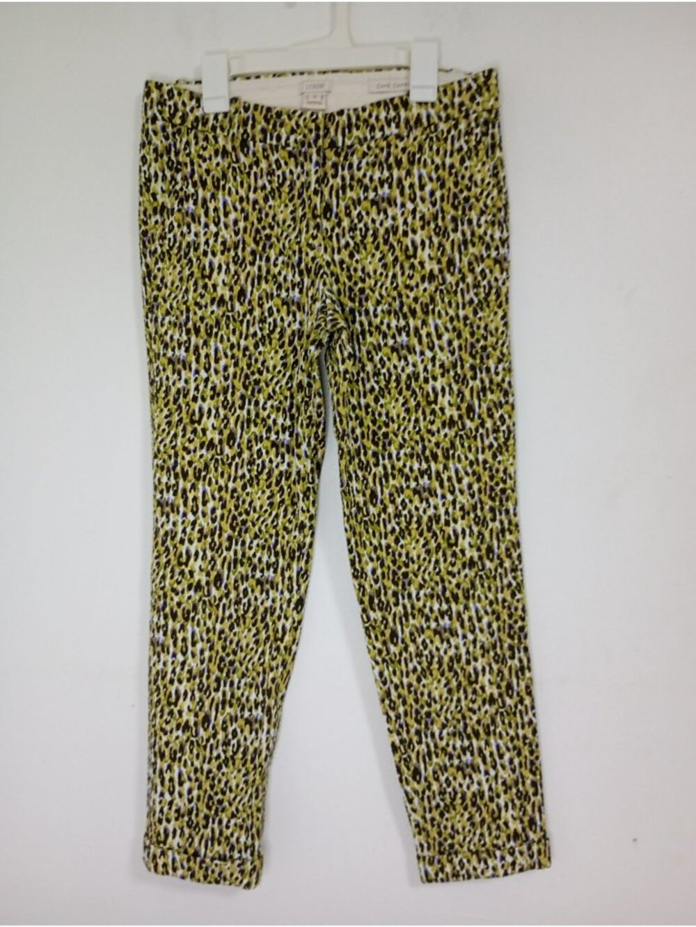 J.Crew Café Capri Leopard Print Pants Size 0 Cotton Blend Slim Fit